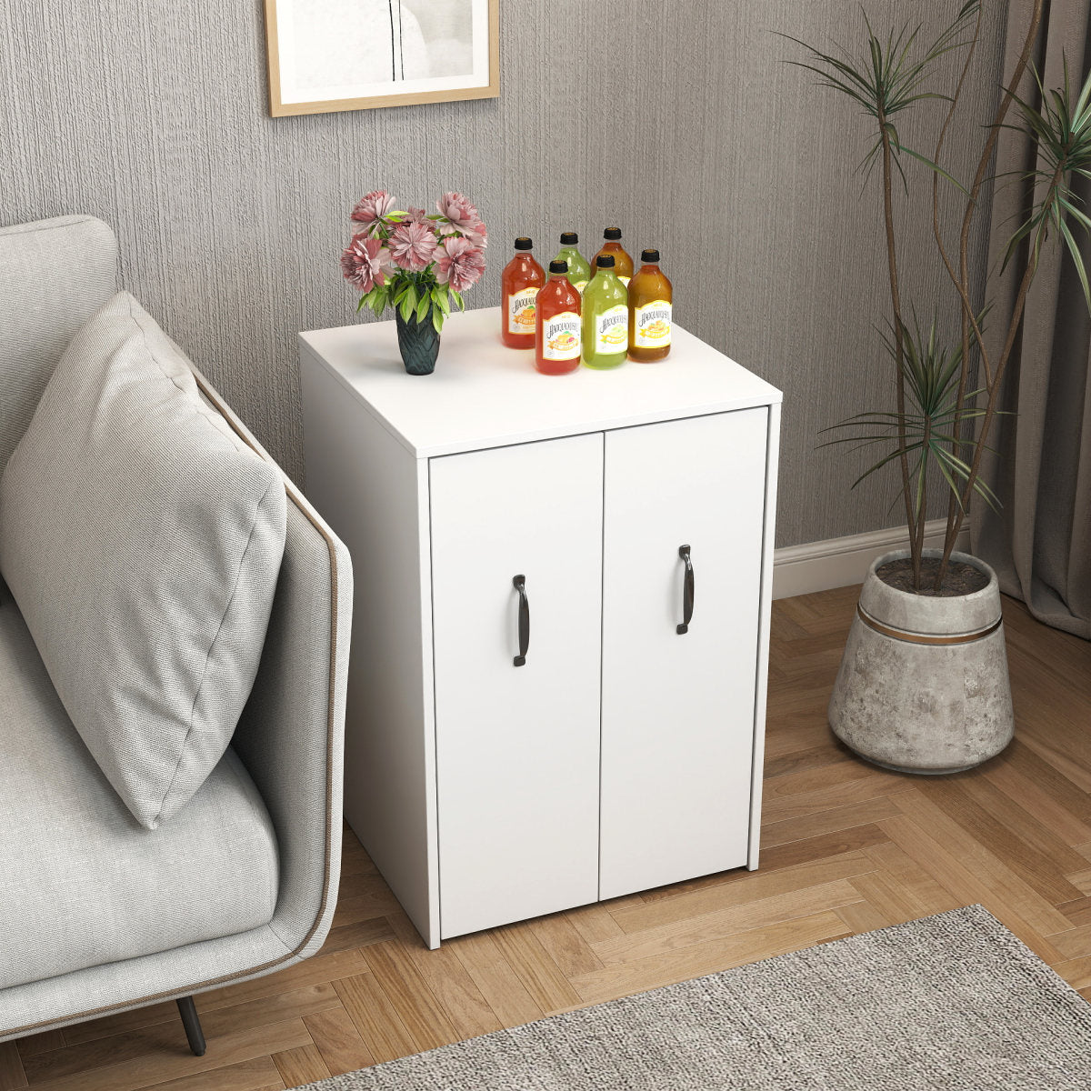 3 Tier Wooden Floor Standing Bookcase,Slide Out Drawer Storage Bookcase File Cabinet,Pull Out Mobile With Door Dustproof File Cabinet,Office Bedroom Living Room Hidden Storage Cabinet With Wheels
