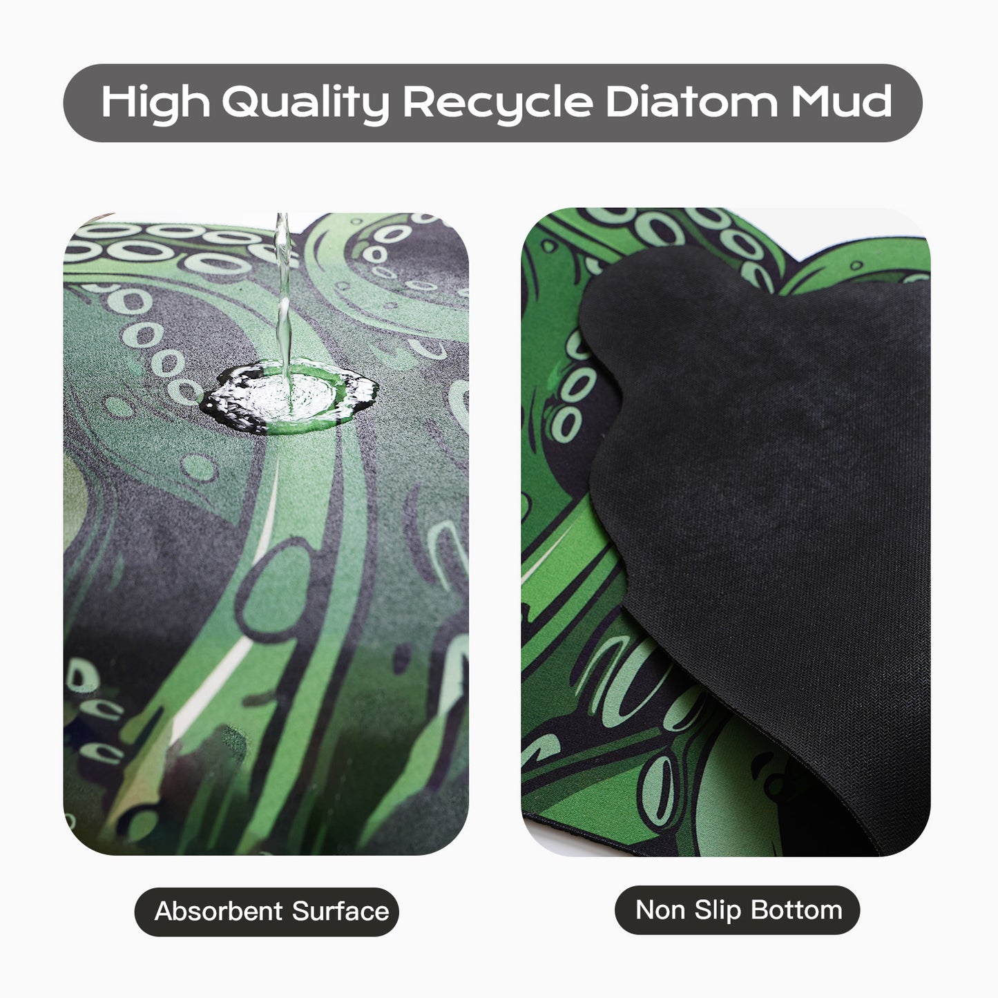 Green And Purple Cthulhu Rugs Water Absorbent Bath Mat Octopus Anime Rug Graphic Gothic Bathroom Rugs Fantasy Decorate, Non Slip Backing, Unique Gift & Decor For Gamers, 27x18 In