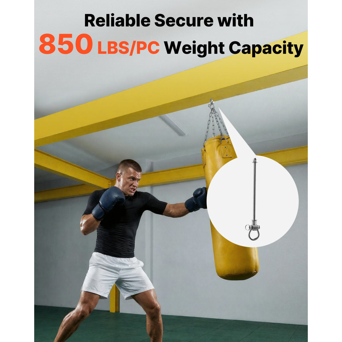 Swing Hangers, 6 Pack Heavy Duty Swing Brackets, 850 Lbs Each Load Capacity, Smooth Bearing, Stainless Steel Hangers, Ideal For Hammocks Playground Porch Yoga Boxing Bag Indoor Outdoor, Silver