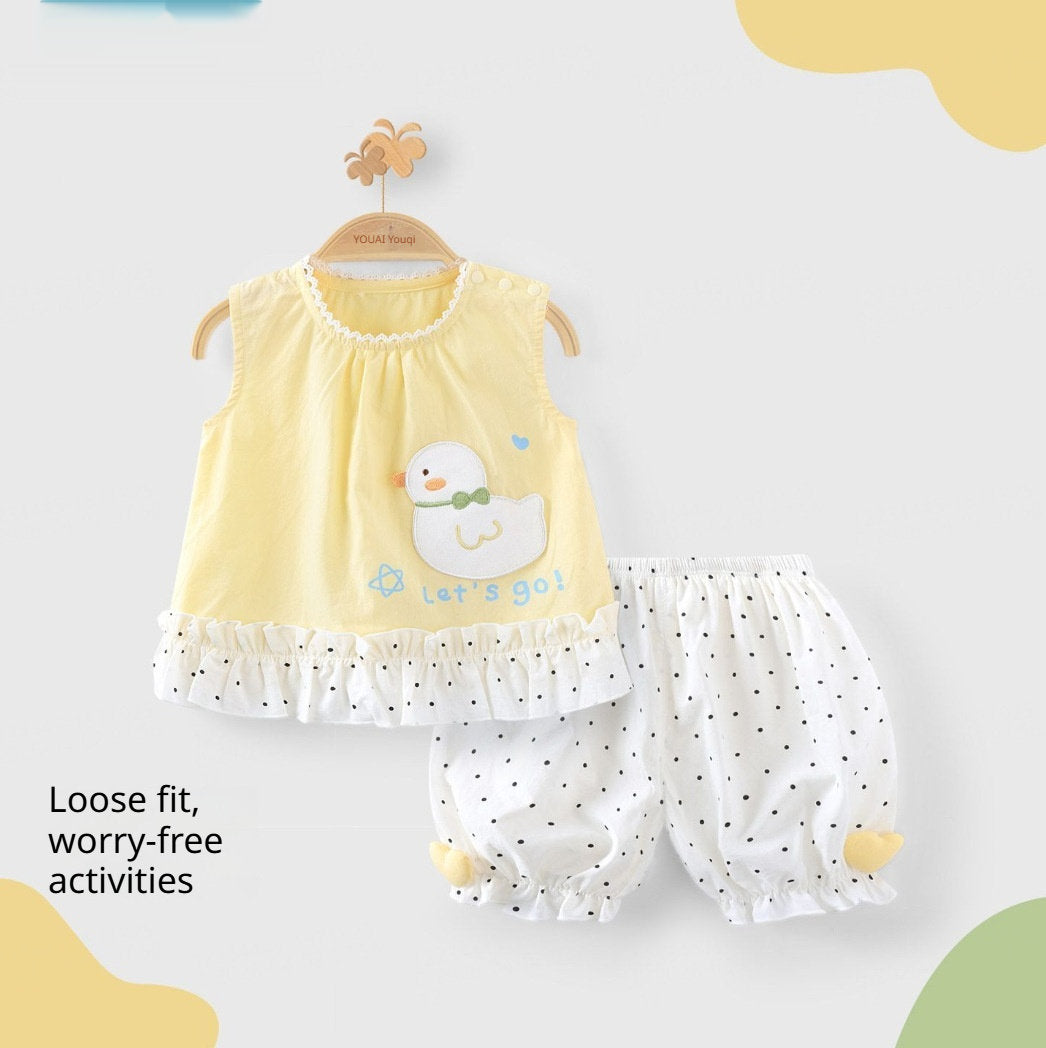 Girls Home Wear Thin And Breathable Pajamas