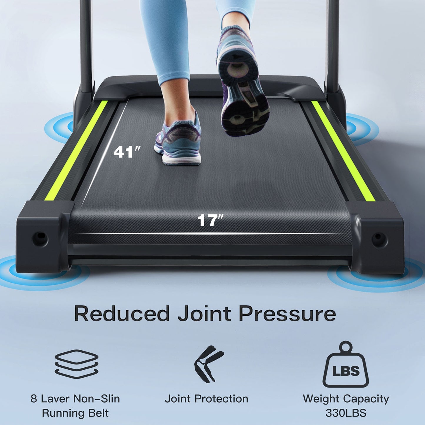 3.5  Portable Foldable Treadmill With Handles  Slope Home Walking Running Treadmill 0.5-7.5 MPH 330 Lb Weight Capacity