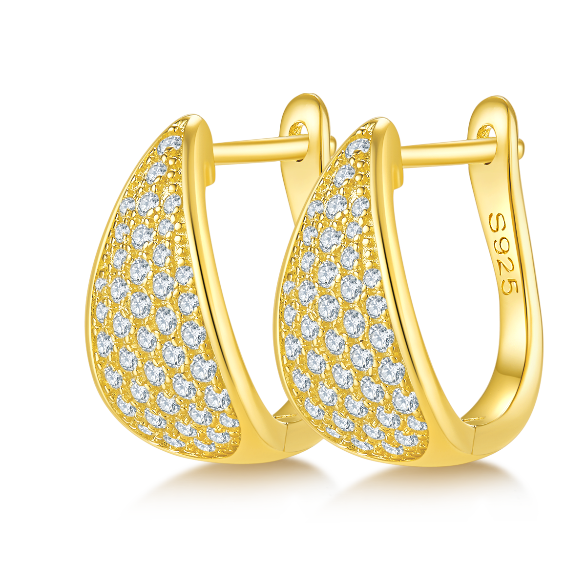 3.1g S925 Sterling Silver 83-Stone Moissanite Hoop Earrings  Teardrop Pave Huggie Hoops With GRA Certificate, Platinum Plated Fine Jewelry Gift Box Set For Women