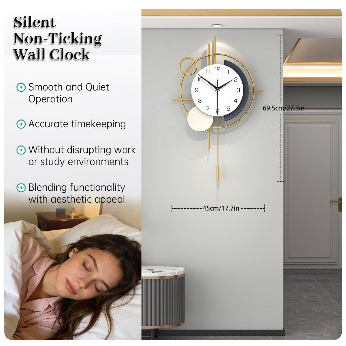 Modern Abstract Wall Clock Minimalist Metal Decorative Home Decor