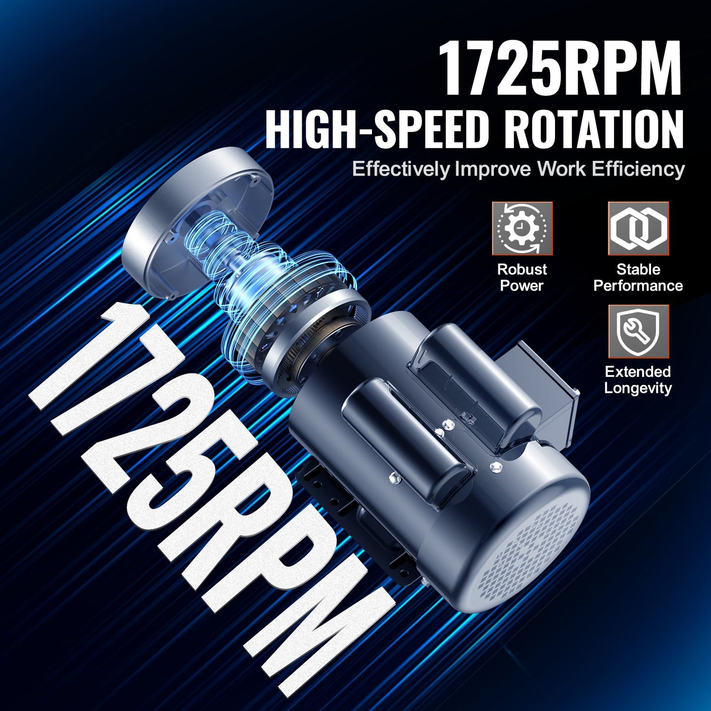2HP Electric Motor 1725 Rpm, AC 115V/230V, 56C Frame, Air Compressor Motor Single Phase, 5/8' Keyed Shaft, CW/CCW Rotation For Agricultural Machinery And General Equipment