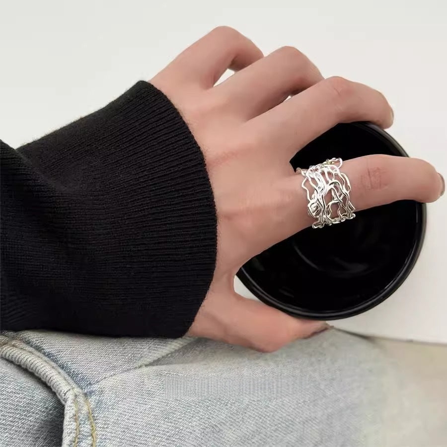 Ladies Retro Korean 925 Sterling Silver Plain Stackable Ring