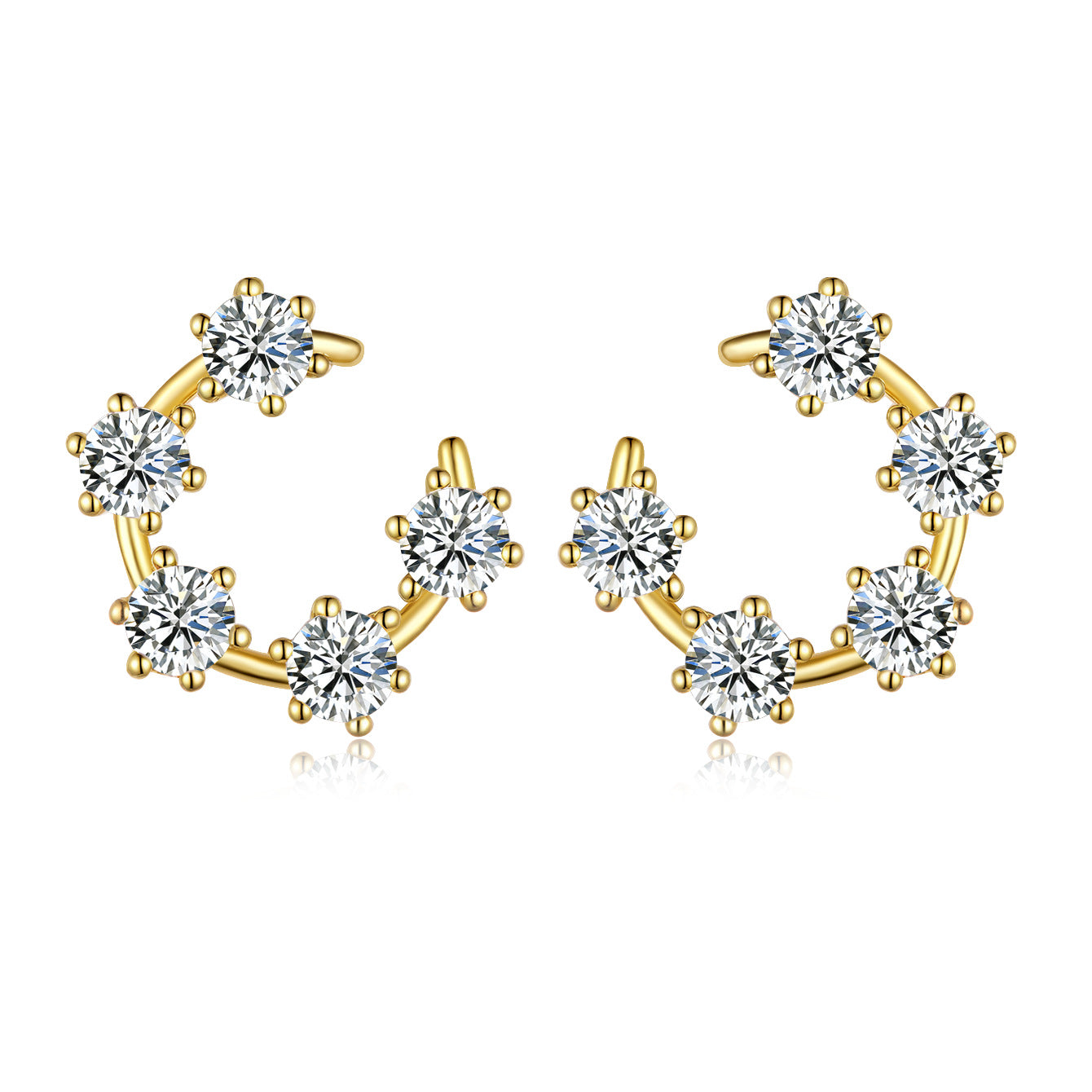 S925 Sterling Silver Crescent Hoop Earrings, D-VVS1 Moissanite Open Circle Design, Platinum Plated 3g Women's Jewelry Gift Box