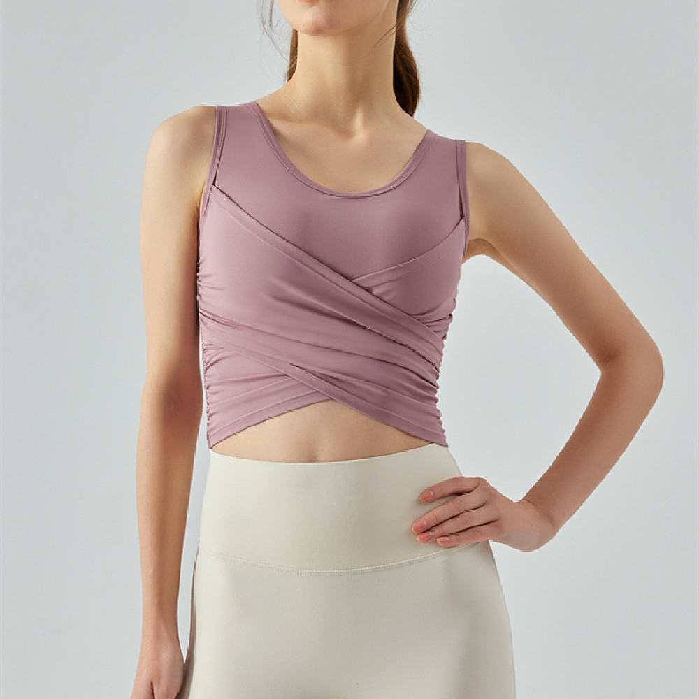 Slim-fit Yoga Vest Top With Chest Pad Female Semi-fixed Cup