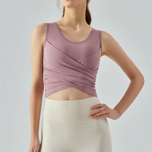 Slim-fit Yoga Vest Top With Chest Pad Female Semi-fixed Cup
