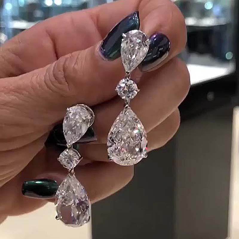 Chic Water-drop-shaped Zircon Earrings Korean Style