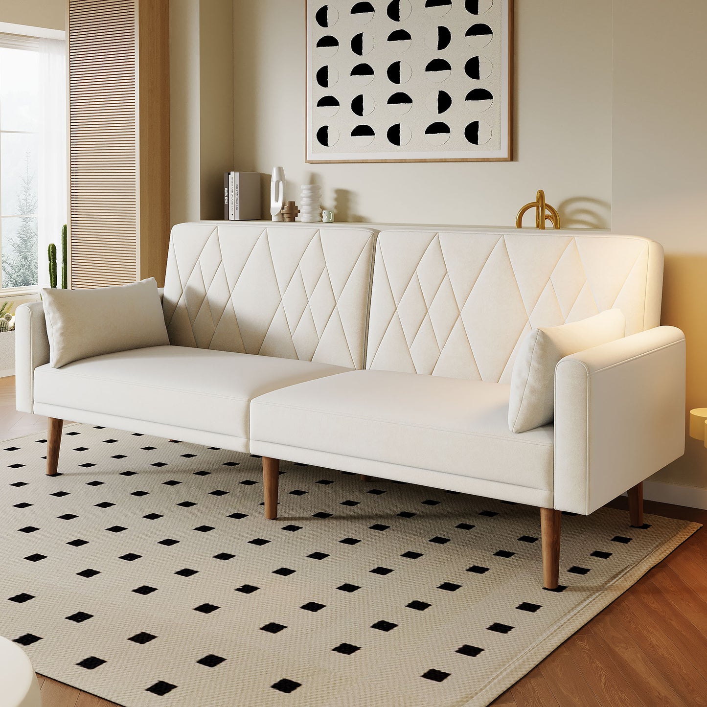 Small Sofa, Two-seater Sofa, Sofa Bed, Sofa Bed With Sleeping Function, Velvet Fabric Sofa Bed, Suitable For Living Room, Bedroom, Home Cinema, Guest Room.
