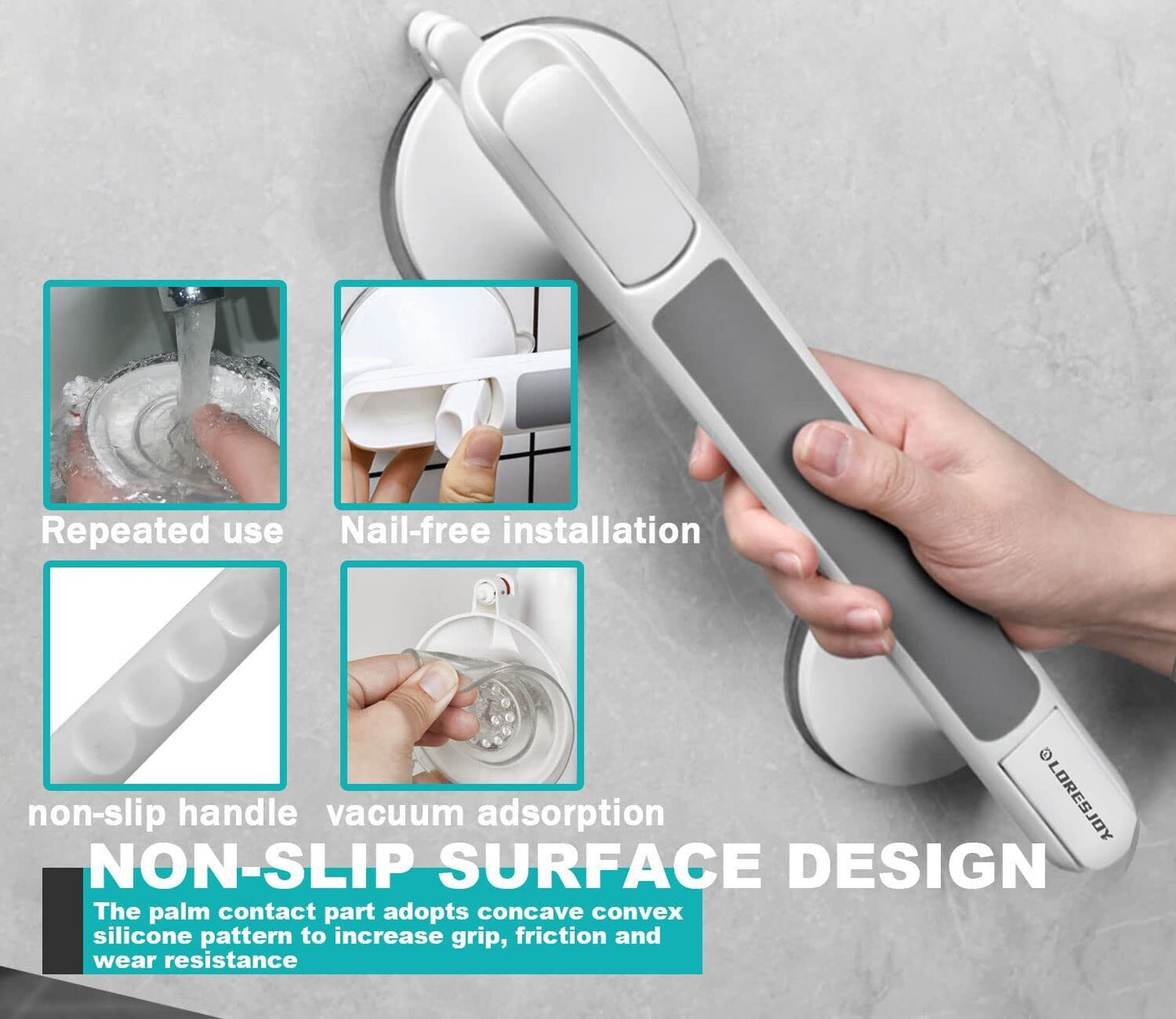 Safety Support Hand Rail Handle Bar Grip Grab Suction Bath Bathroom Shower