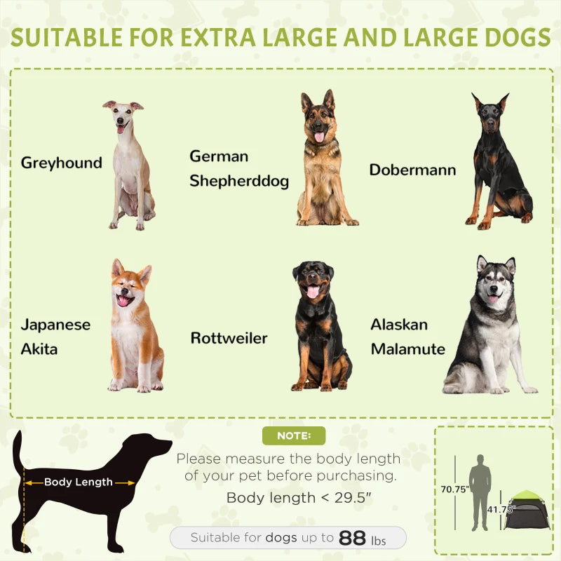 PawHut Pop Up Dog Tent For Extra Large And Large Dogs, Portable Pet Camping Tent With Carrying Bag For Beach, Backyard, Home, Green
