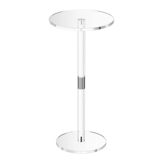 Acrylic Drink Table, Clear End Table Round Top With Solid Post, Modern Acrylic Cake Table Stand, Transparent Side Desk For Coffee, Drink, Food, Snack, Easy Assembly, 10 X 10 X 21.3 In (Clear)