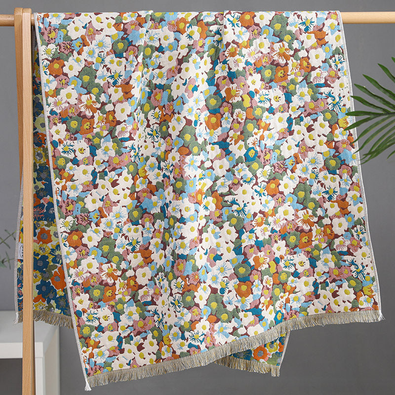 Pure Cotton Gauze Absorbent Tassel-edged Cotton Bath Towel