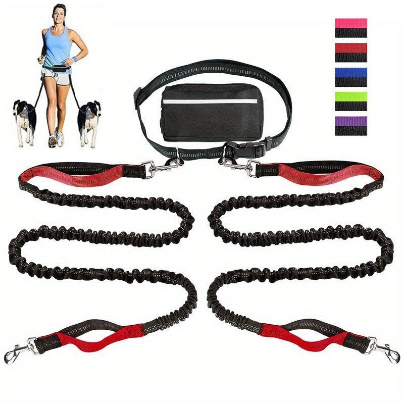 Reflective Pet Running Leash Waist Pack Set