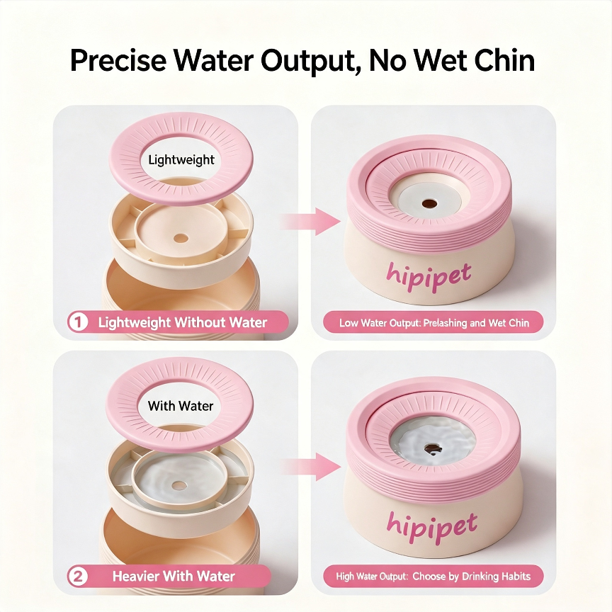 Dopamine Style Suspended Pet Water Bowl, Large Capacity No Wet Chin Cat Water Bowl, Anti Tip Pet Water Feeder For Cats Dogs, Prevent Beard Wetting Pet Drinking Bowl