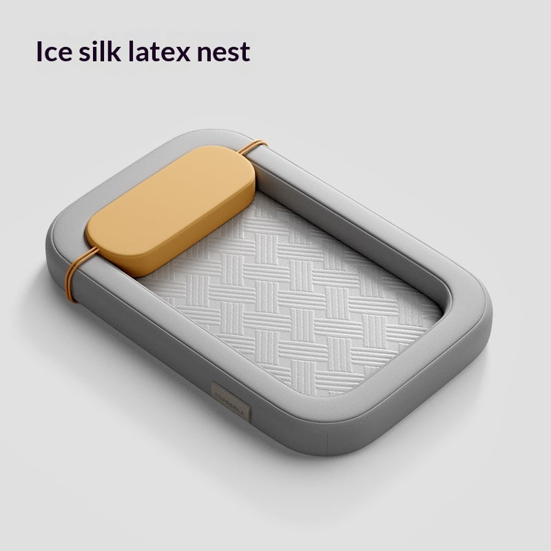 Summer Pet Bed With Pillow Cooling Ice Silk for Cats Small Dogs Zero Pressure Back Support for Arthritic Pets