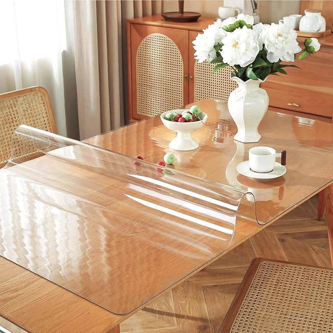 Table Cover 13x16Inch 1.5 Mm Thick Clear Desk Protector Rectangle PVC Desk Mat Waterproof & Easy Cleaning Desk