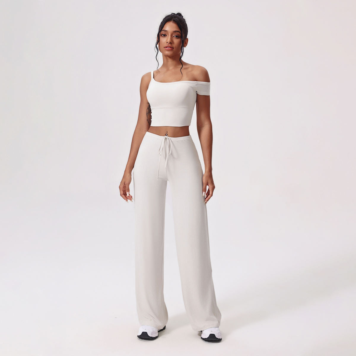 Antibacterial Yoga Clothes Suit Slant Shoulder Tight Quick-drying Workout Clothes