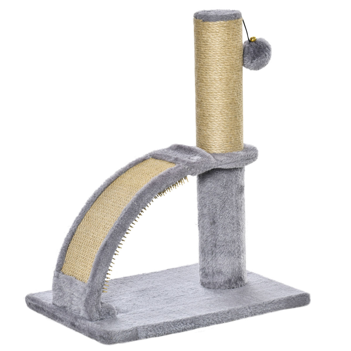 PawHut Cat Tree For Indoor Cats Climbing Activity Center Kitten Tower Furniture With Jute Post Scratching Massage Board Hanging Ball With Bell 34 X 24 X 43cm Grey