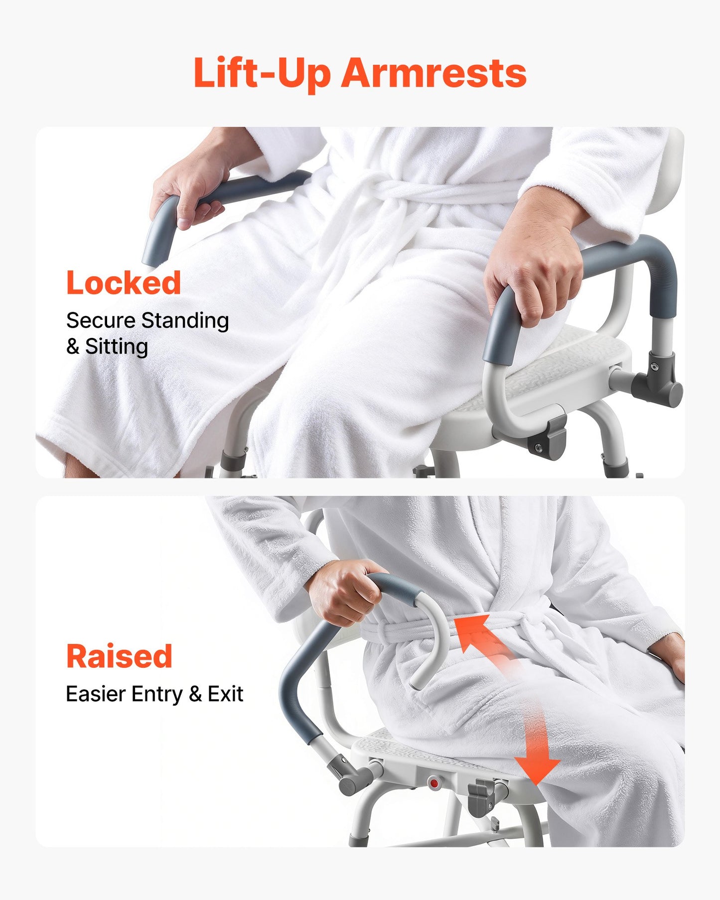 Swivel Shower Chair With Arms And Back, 500 Lbs Heavy Duty Bench Seat For Inside Shower Stall And Bathtub, Height Adjustable Bathroom Bath Tub Seat For Adults, Seniors, Elderly And Disabled