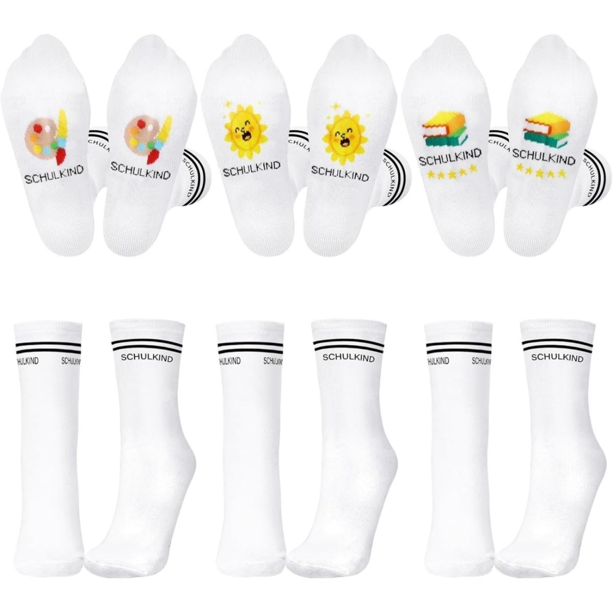 3 Pairs Of Socks, Back-to-school, First Day Of School Socks (white), Fun Socks, Sneaker Socks, First-day-of-school Gift For The First Day Of School, Back-to-school Party Gifts