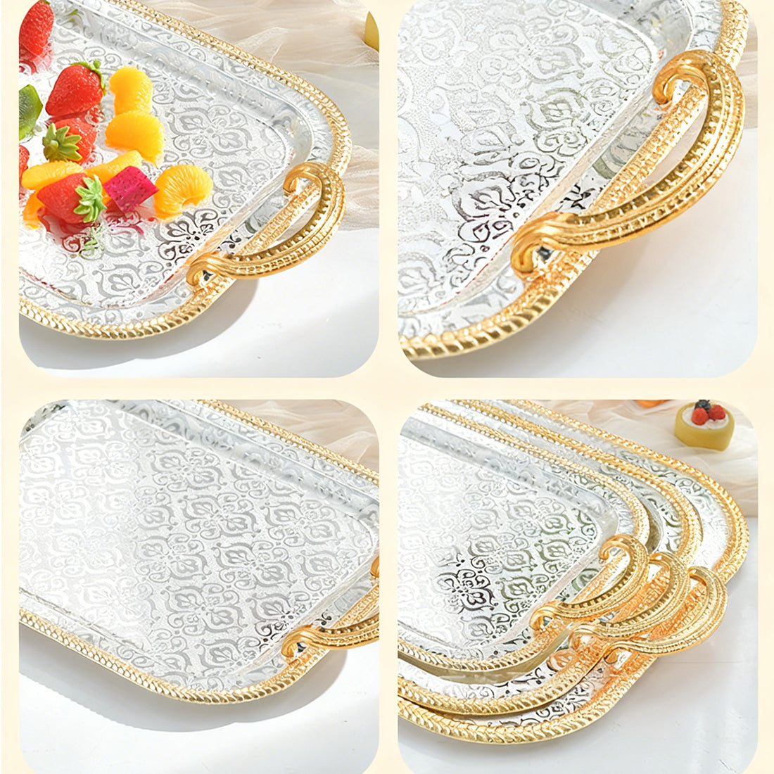 Rectangle Serving Tray With Handles For Gift Serving Tray Rectangle Decorative UK--M