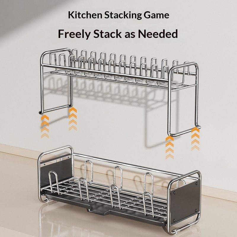Kitchen Sink Side Countertop Bowl And Dish Storage Rack