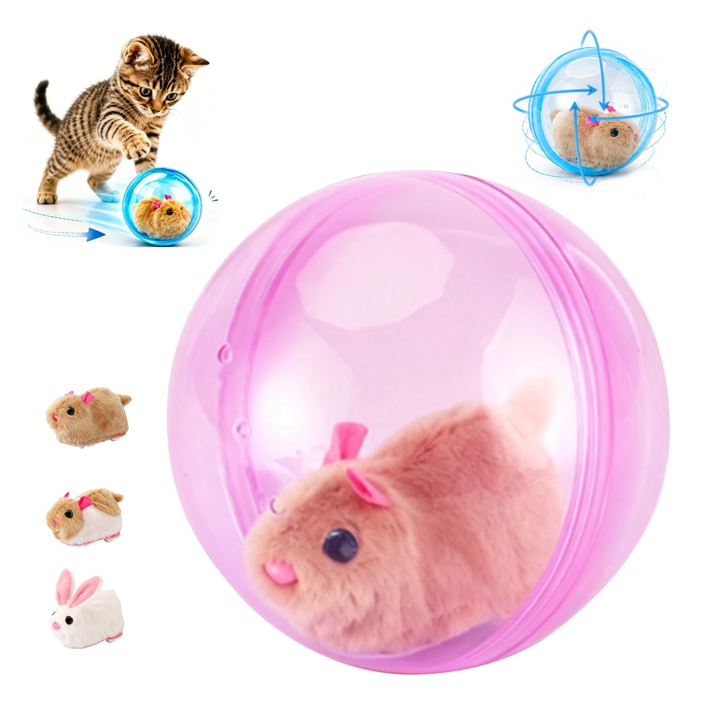 2026 New Self-Rolling Interactive Cat Ball Realistic Animal Automatic Moving Rolling Cat Ball  Rolling Spin Moving Cat Ball Indoor Interactive Pet Ball For Cats Dogs Chasing