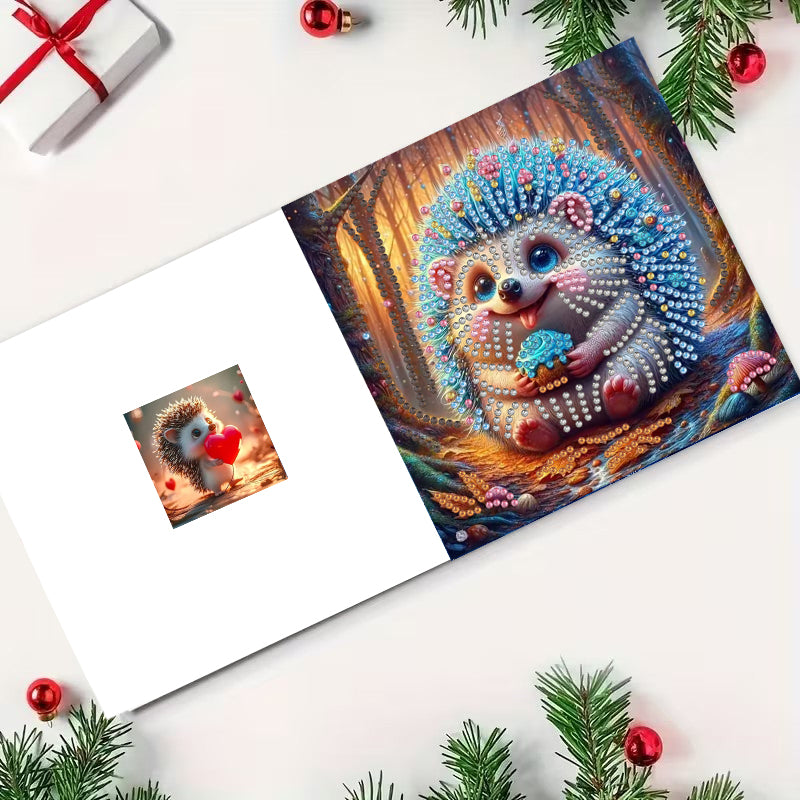 DIY Diamond Painting Kit Birthday Card Kit, Unique Hedgehog Pattern Design, Water Diamond Painting Art Mosaic Postcards, Festival Cards Perfect For Families, Friends, And Lovers, Handmade Gifts