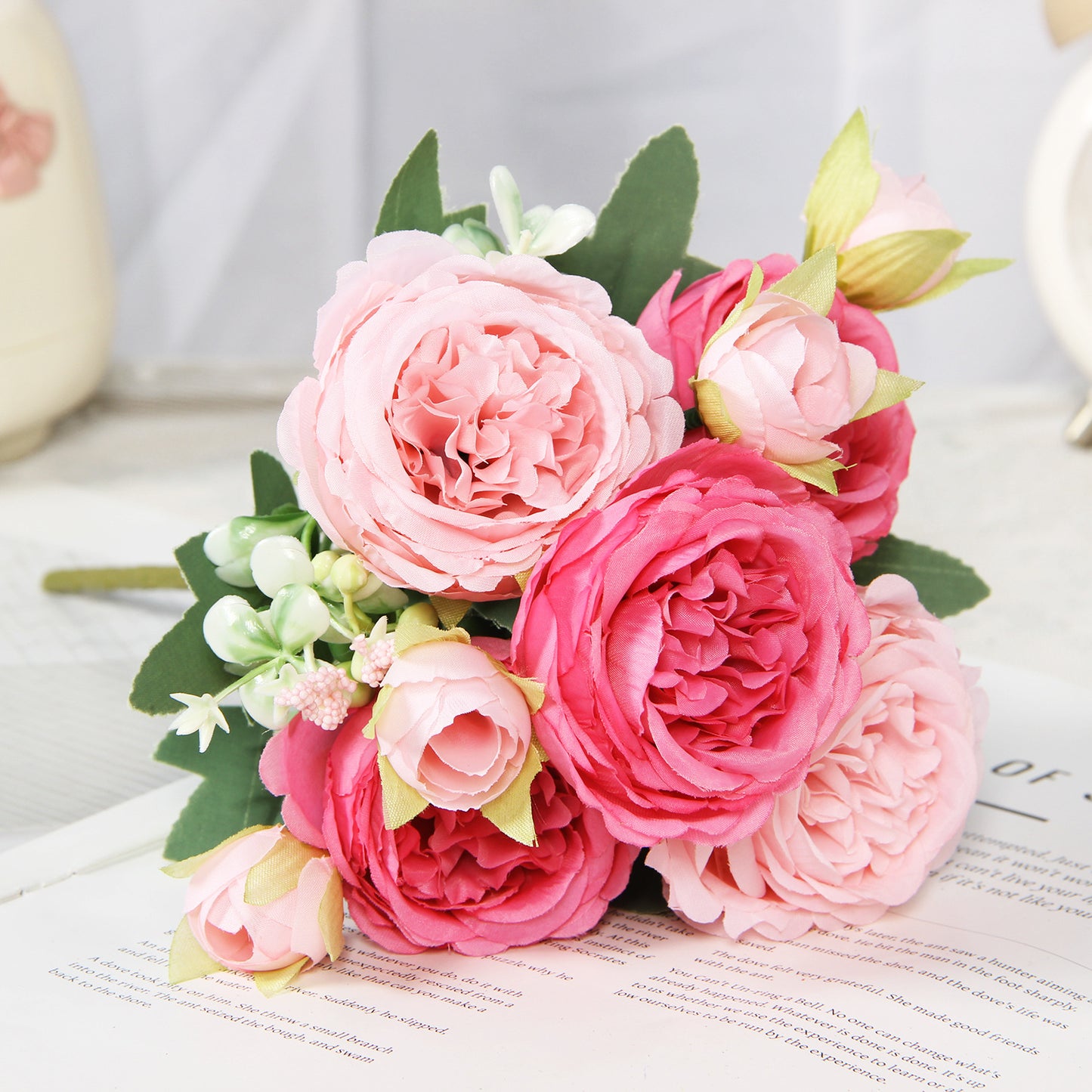 Home Wedding Rose Bouquet Made Of Silk Flowers