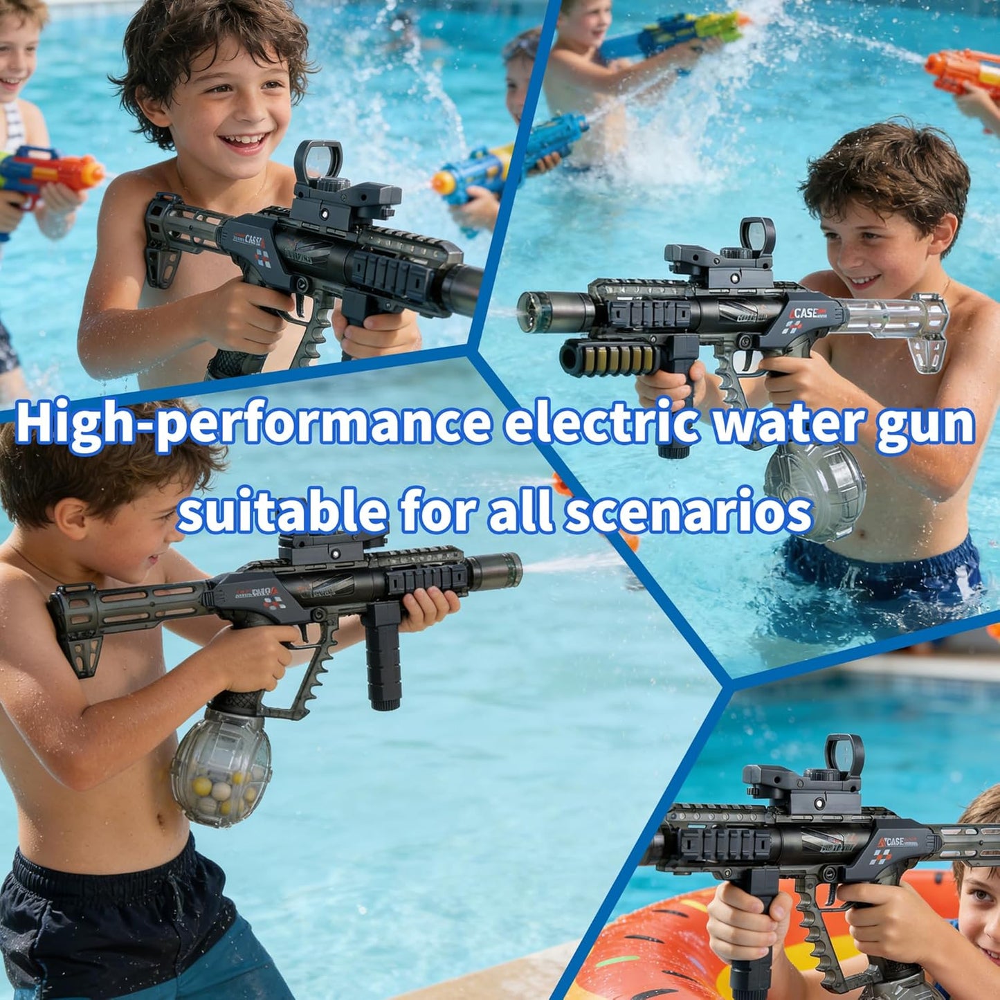 Tactical Modular Electric Water Gun Toy, Rechargeable, Summer Pool Party Water Fight Gift