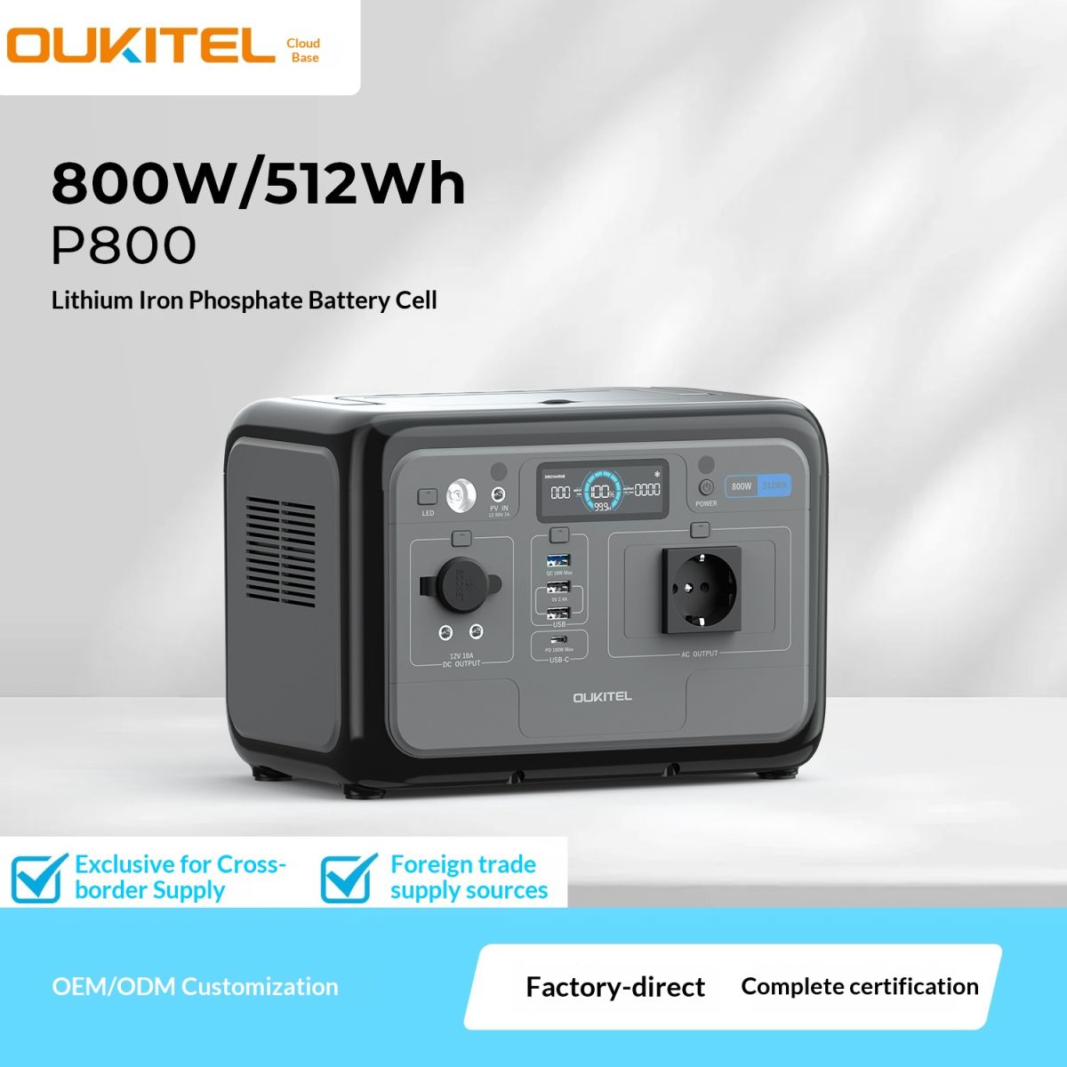 512 Wh Outdoor Power Station 800 W Portable Energy Storage For Mobile Camping