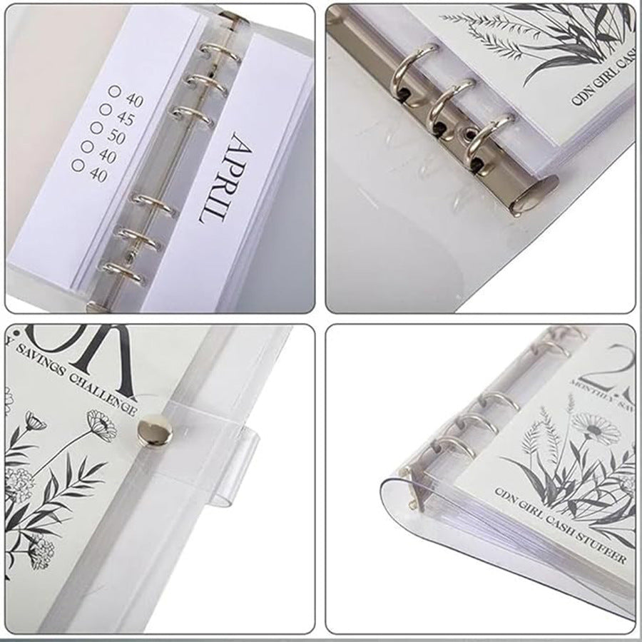 Cross-border Best-selling Savings Book With Six-hole Metal Clips For Organized Storage
