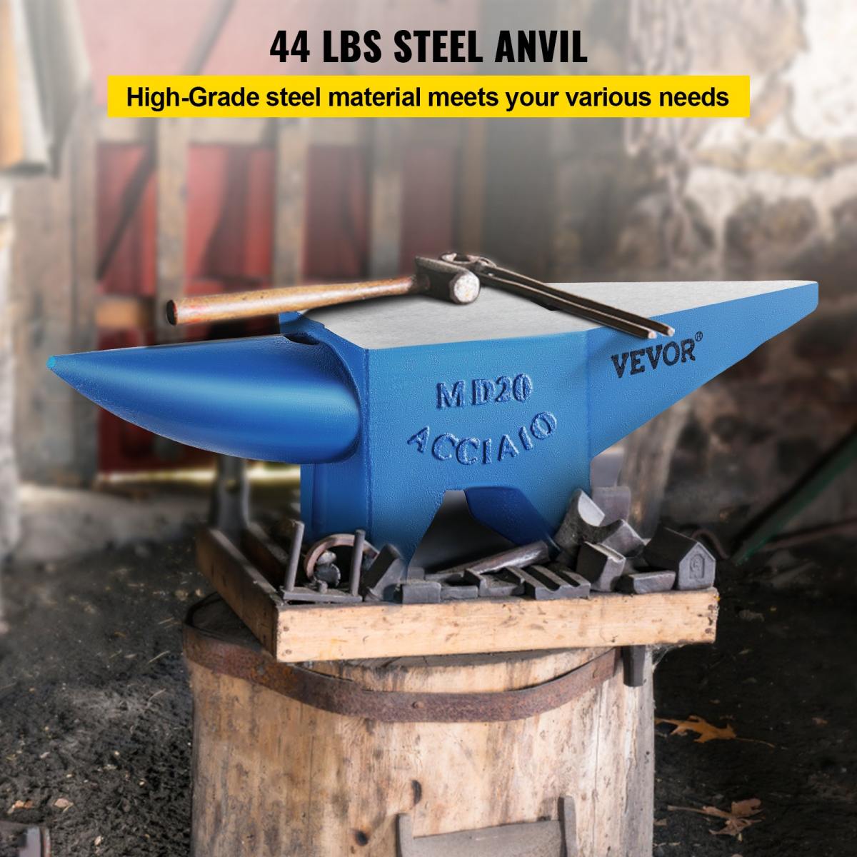 Single Horn Anvil 44Lbs Steel Anvil Blacksmith For Sale Forge Tools And Equipment Anvil Rugged Round And Square Hole Horn Anvil Blacksmith Jewelers Metalsmith Blacksmith Tool
