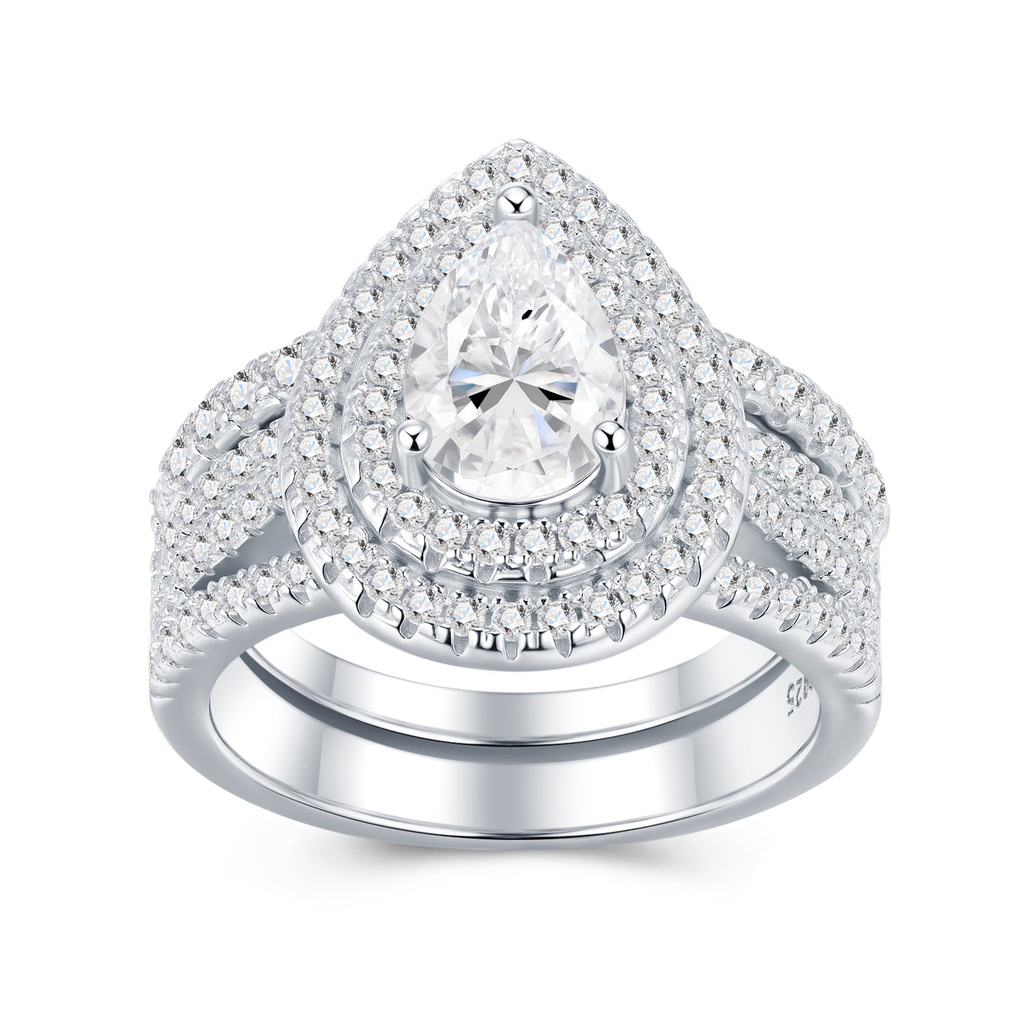 Engraved With Top-quality Moissanite, This Luxurious And Fashionable Minimalist Jewelry Set Features Exquisite Silver Accessories For Ladies. Made Of S925 Silver With Electroplated Platinum.