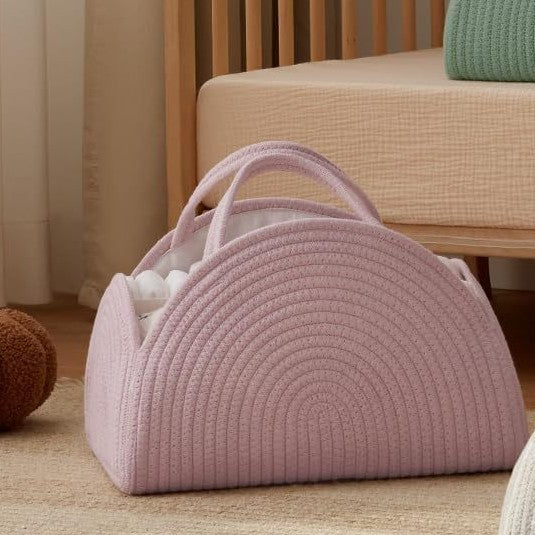 Baby Diaper Caddy Organizer, Cotton Rope Diaper Caddy Basket, Large Storage Basket 37x27x22cm For Newborn Boys And Girls, Gift For Baby Shower List, Newborn Essentials, Earthy Rainbow
