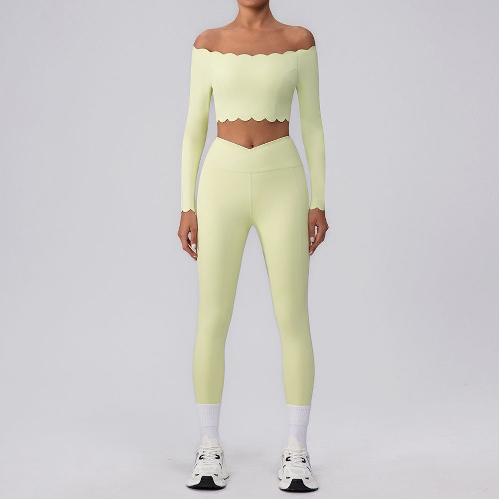 Off-shoulder Yoga Clothing Top Push Up With Breast Pads