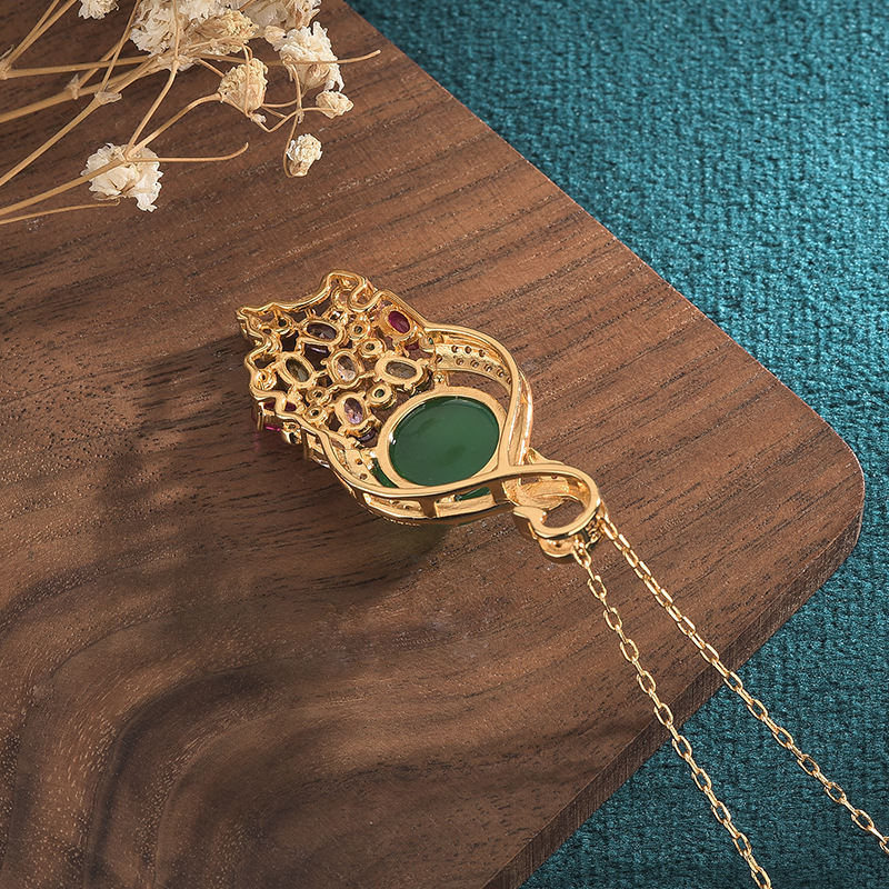 Accessories Inlaid Natural Chalcedony Tourmaline Swan Clavicle Necklace