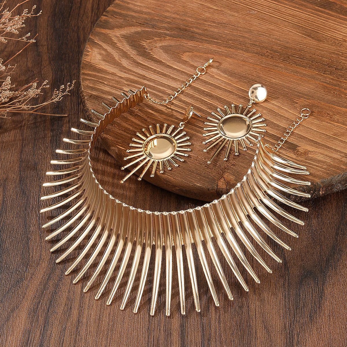 Amazon's Best-Selling Jewelry Set European And American Popular Stylish Exaggerated African Metal Choker And Earrings Women's Accessories