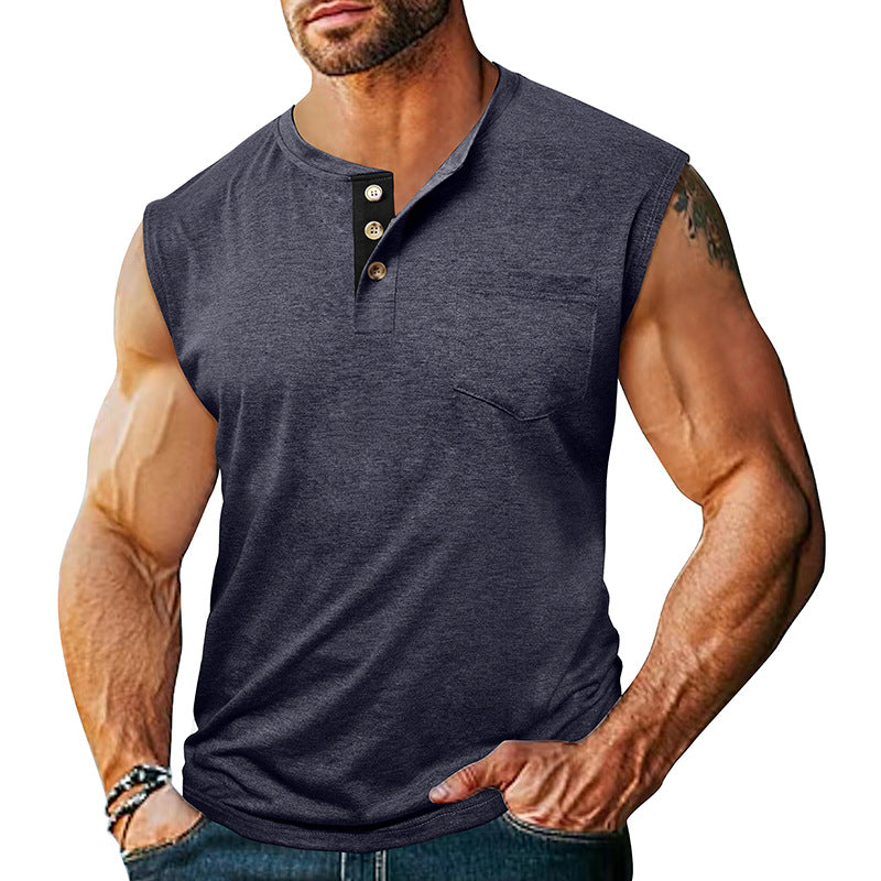 Men's Sleeveless Wide-Shoulder Tank Top Fitness Workout Top