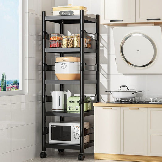 Mobile Shelving Unit Floor-standing Multi-tier Vegetable Rack Household Storage Shelf