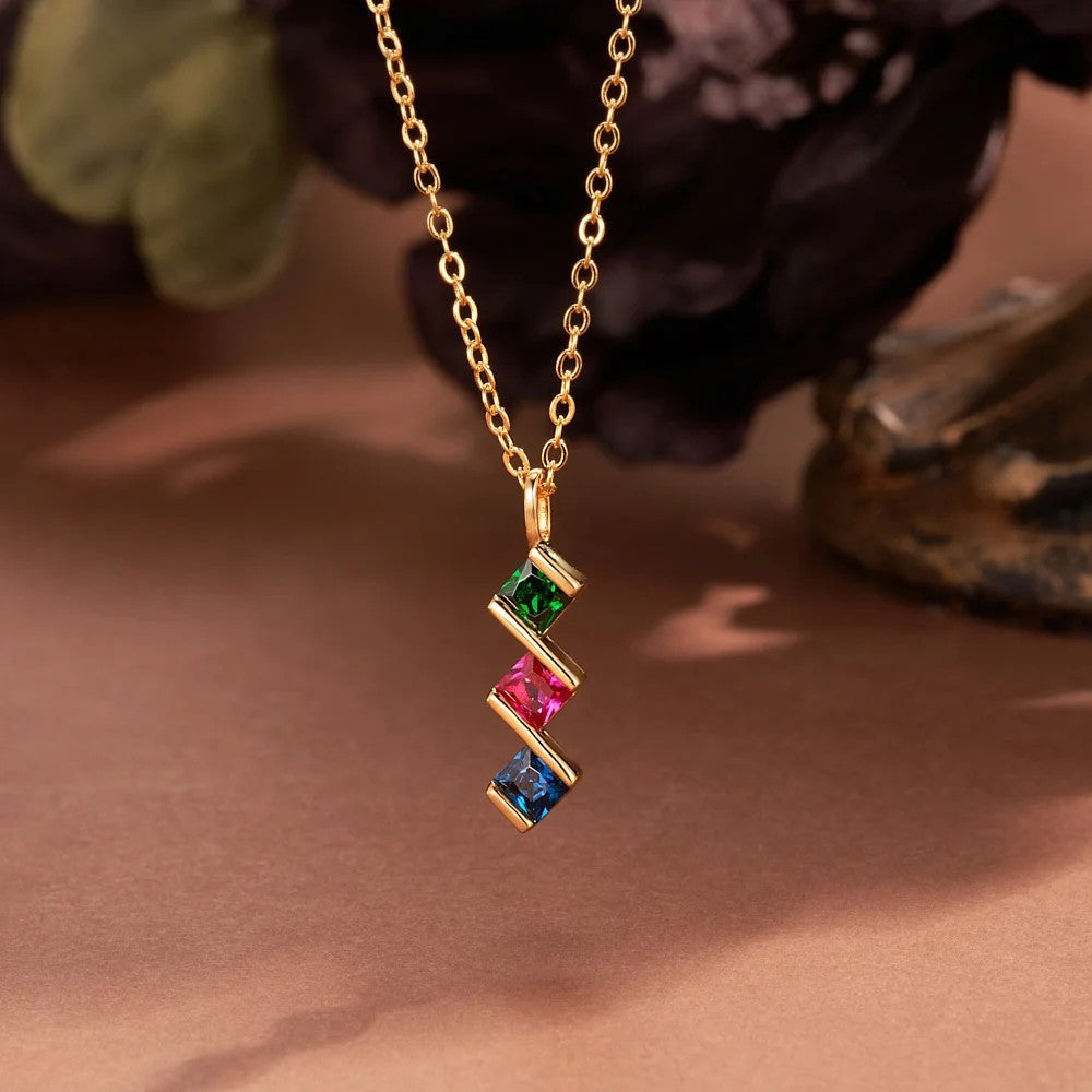 New Square Zircon 12 Birthday Stone Fashion Necklace