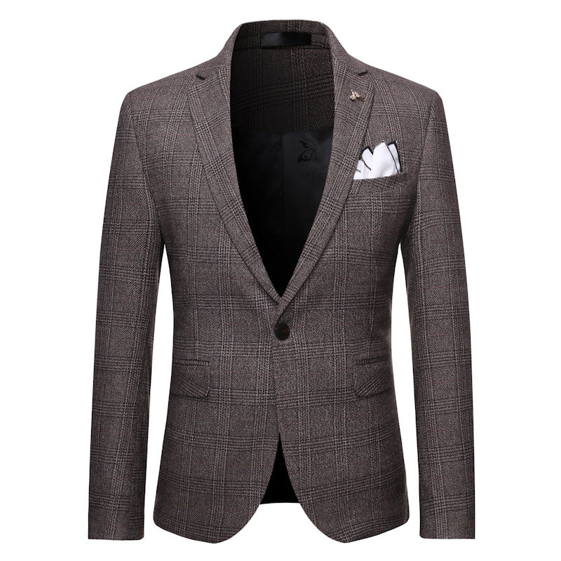 Korean Gentleman Plaid Suit For Men