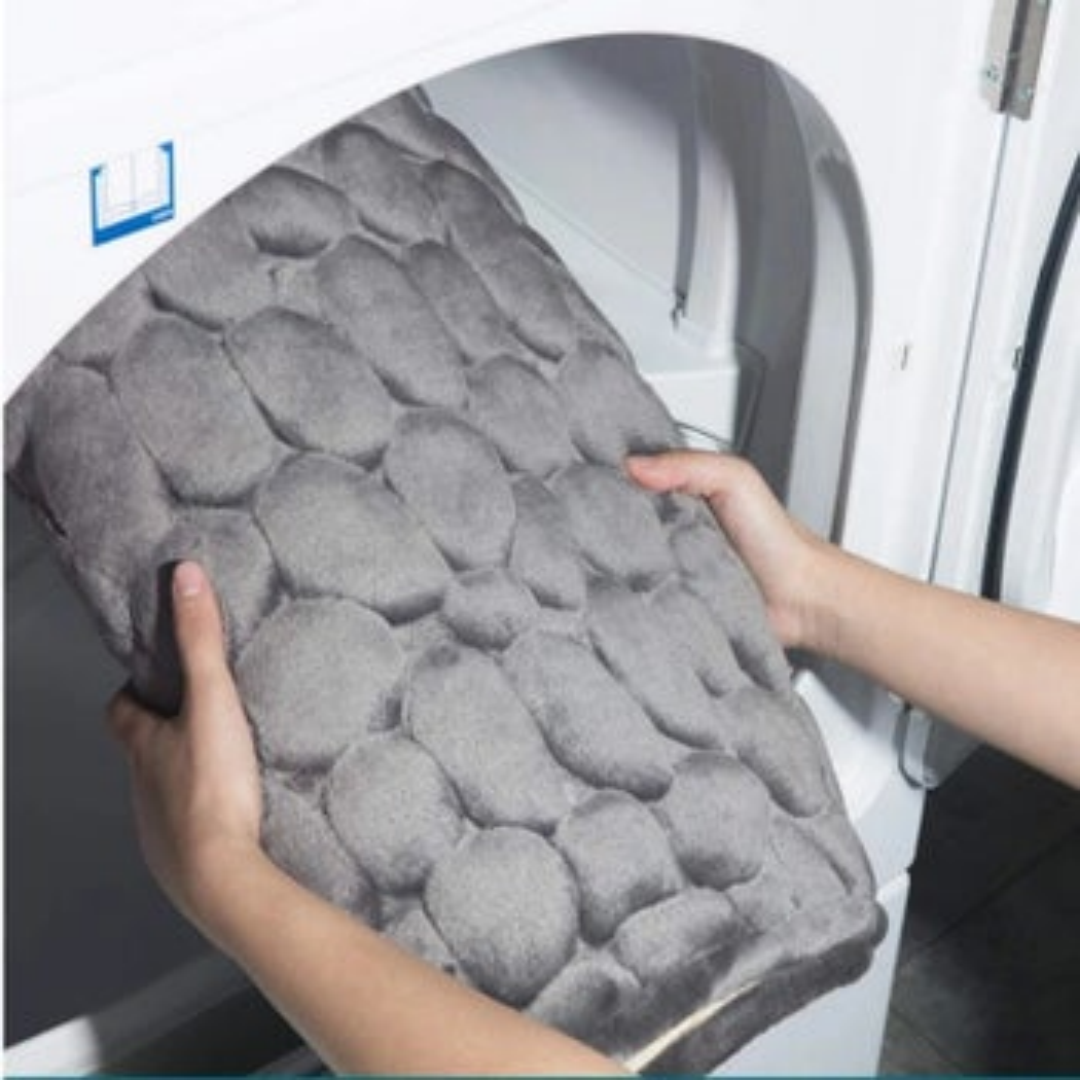 40x60CM Grey Doormat Bath Mat Memory Foam Hydrophilic Pebble Pattern Superfine Fiber Non-slip Soft For Bathroom Bathtub C