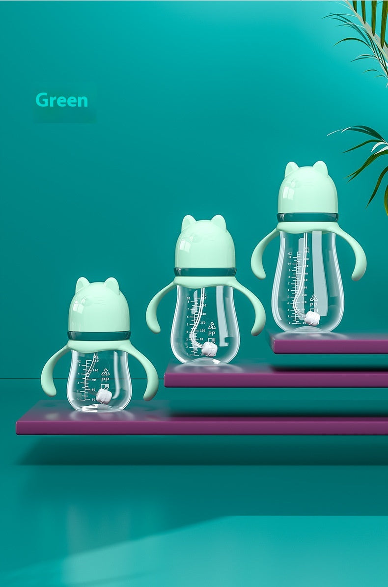 Baby Wide Caliber PP Straw Feeding Bottle Baby Plastic Water And Milk Bottle With Handle
