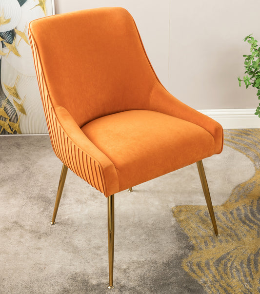 Velvet Dining Chair With Gold Legs, Modern Upholstered Accent Chair, Comfy Side Chair For Kitchen Living Room