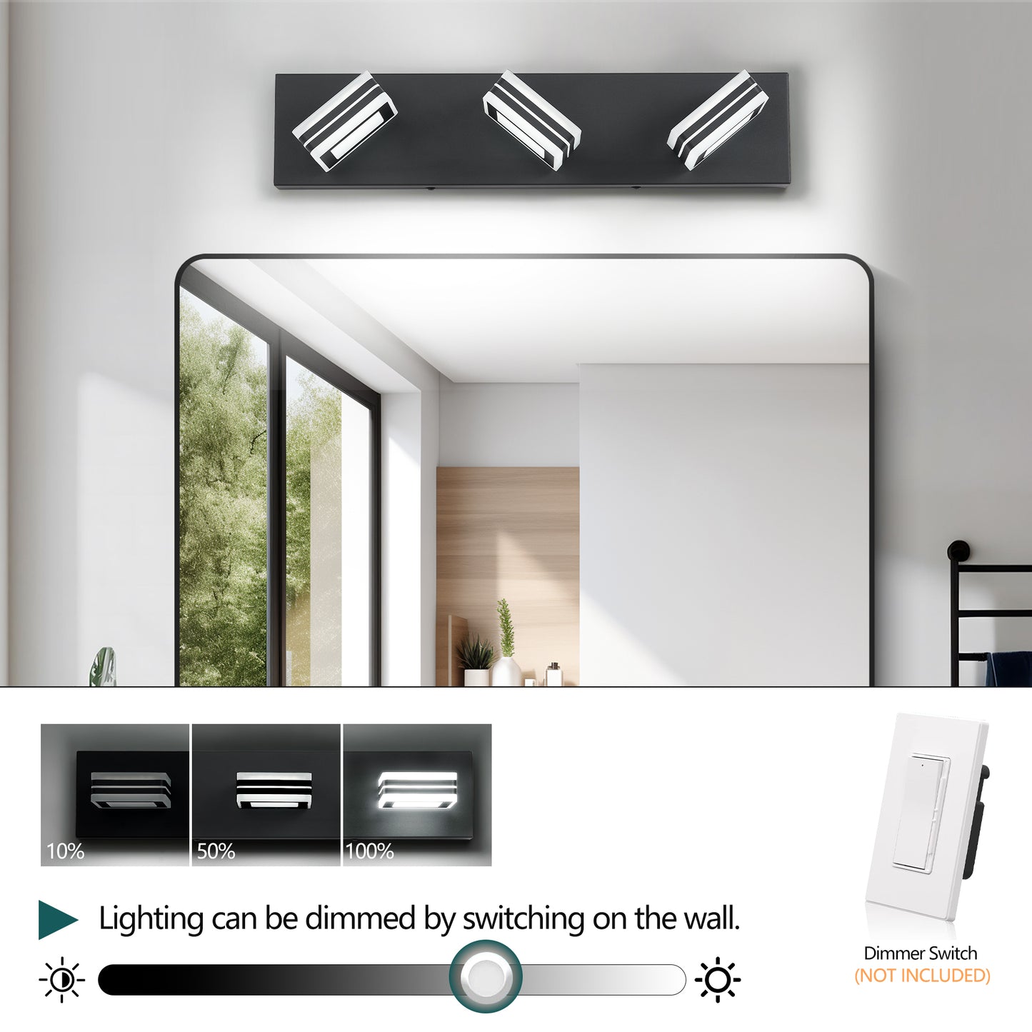 Matte Black Vanity Light Fixtures 3 Lights Up And Down LED Modern Bathroom Vanity Lights Over Mirror Acrylic Black Bath Wall Lighting No Bulbs