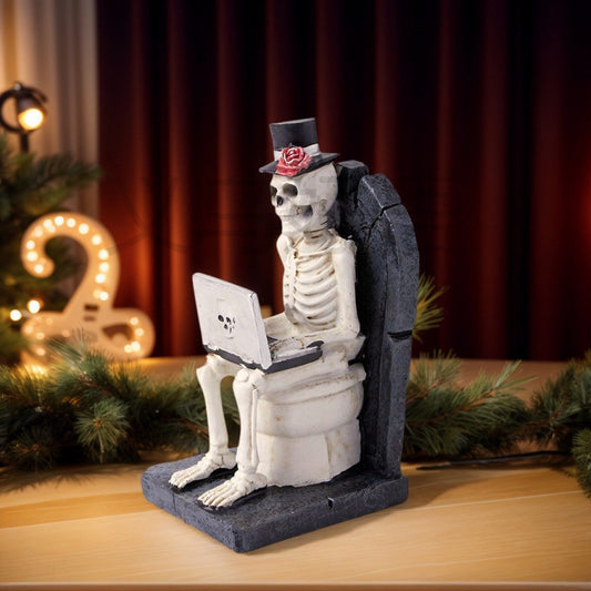 Halloween Horror Funny Skull Watch Computer Statue Ornaments