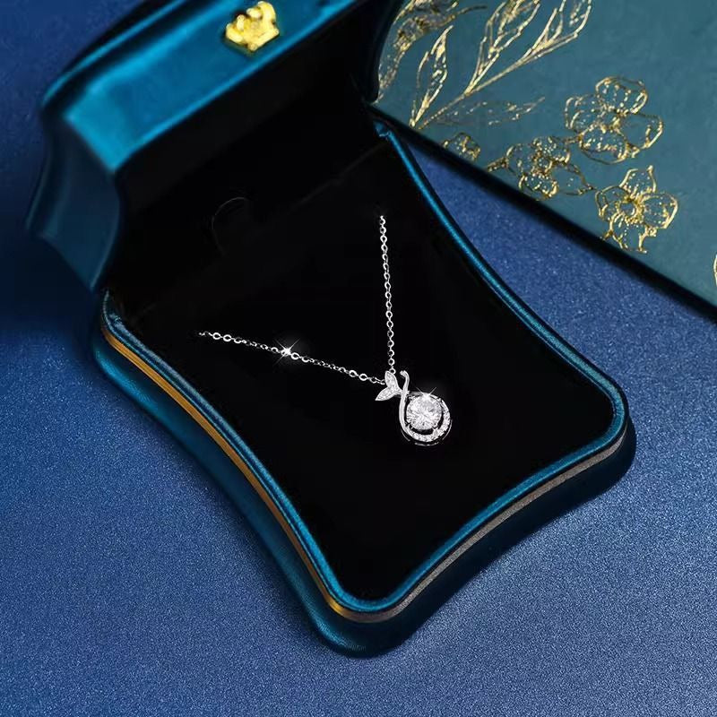 1pcs 999 Sterling Silver Round Zircon Mermaid Necklace, Dainty Luxury Style, Ideal For Birthday & Holiday Gifts